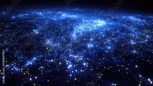 Abstract Network with Interconnected Glowing Nodes