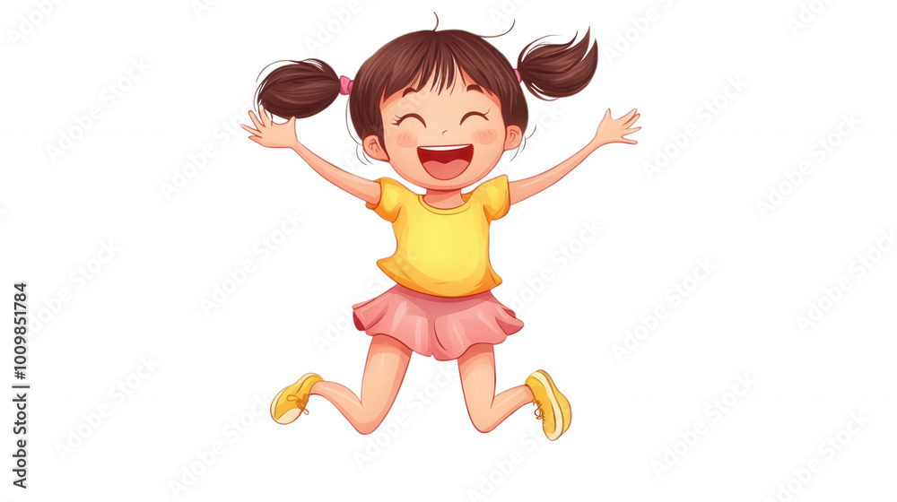 Happy Jumping Girl isolated on Transparent Background PNG Happy Jumping Girl isolated on Transparent Background PNG
