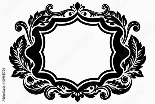  Vertical Traditional vintage frame stock illustration silhouette black vector art illustration