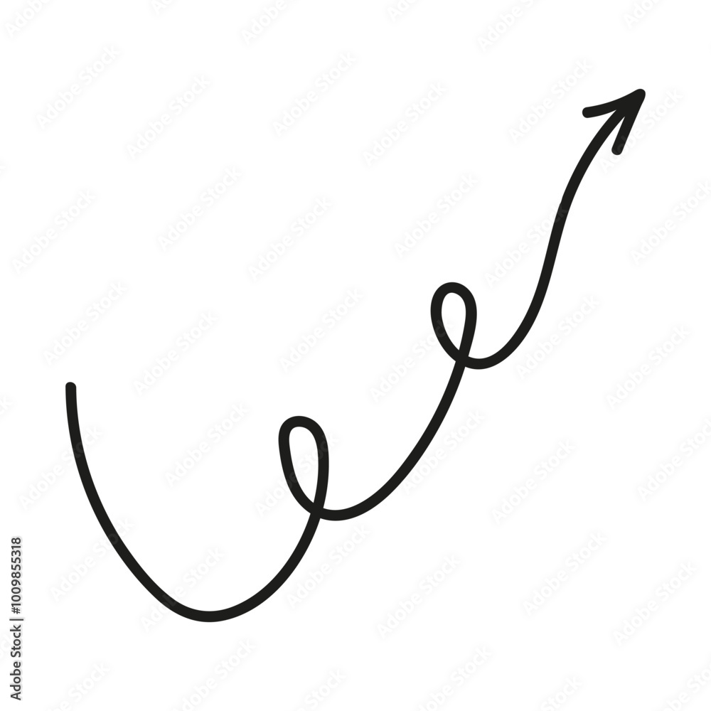 Twisted line arrow doodle. Hand drawn element for navigation and presentations. Twisted line arrow doodle. Hand drawn element for navigation and presentations.