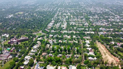 Aerial view of chandigarh city and sukhna chowk in Punjab is a planned Indian city. 