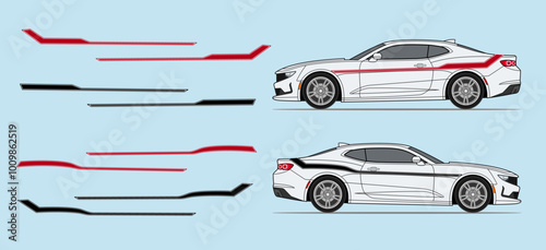 American classic muscle car side door fender sport stripe design. Auto vinyl decal template. 
Suitable for print or cut (Silhouette, cricut cameo etc.)
Scaling without loss of quality,