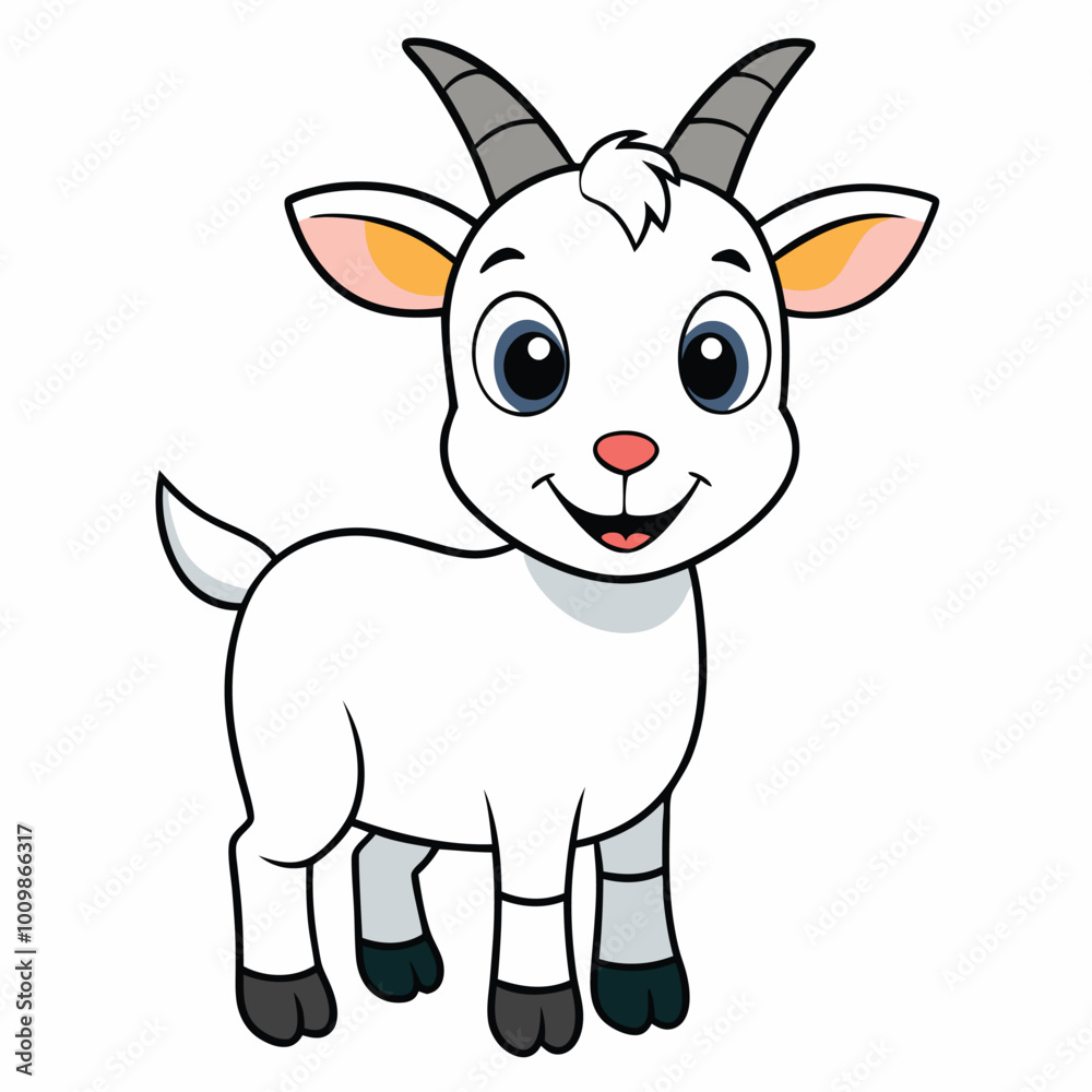 Obraz premium Animal Goat Cutter Friendly Vector Illustration - Cartoons, Clipart, Line Art Design, Goat-themed vector illustration, including cartoons, clipart, and line art for digital designs