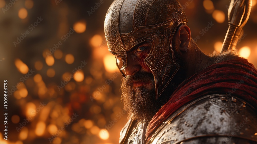Ares, God of war, cinematic war scene. Generative AI