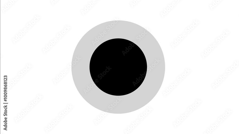 A black and white circle gently pulsing in motion graphics. The circular object expands outward from the center in a ripple-like motion, creating a wave like vibration effect. 4K Motion Graphics.
