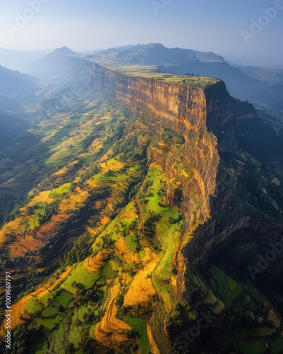 Majestic Aerial View of Harishchandragad Mountain Plateau Shrouded in Morning Light with Scenic Landscape in Maharashtra, India