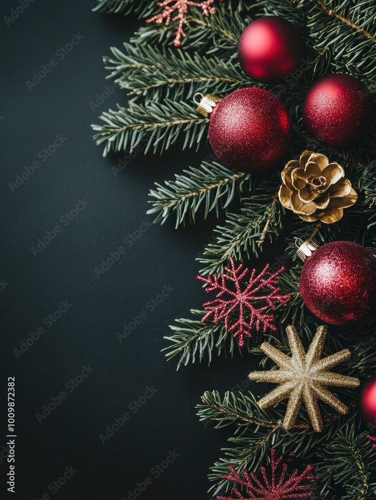 Christmas border on black background with generative ai Christmas border on black background with generative ai