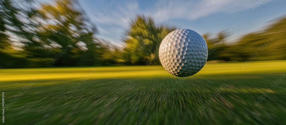 Golf Ball in Motion with Blurred Background Golf Ball in Motion with Blurred Background