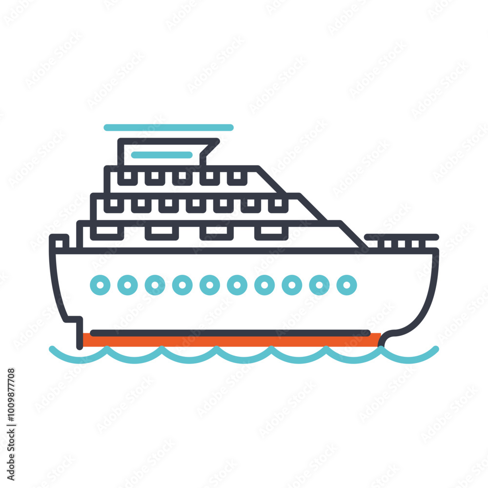 Motorboat is a self-propelled vessel. Minimalistic linear icon Motorboat is a self-propelled vessel. Minimalistic linear icon