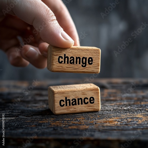 Hand flip wooden cube with word 