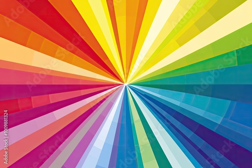 A radial rainbow burst, with colors radiating from the center in a sunburst pattern