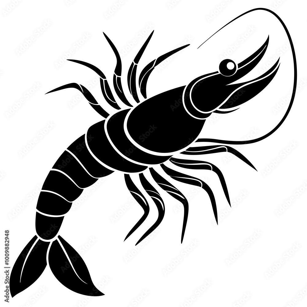 Fototapeta premium shrimp vector illustration silhouette Vector with a white background