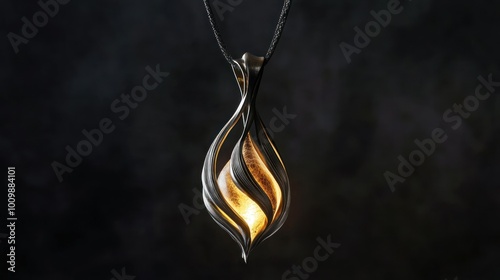 Abstract Metal Pendant with Glowing Interior