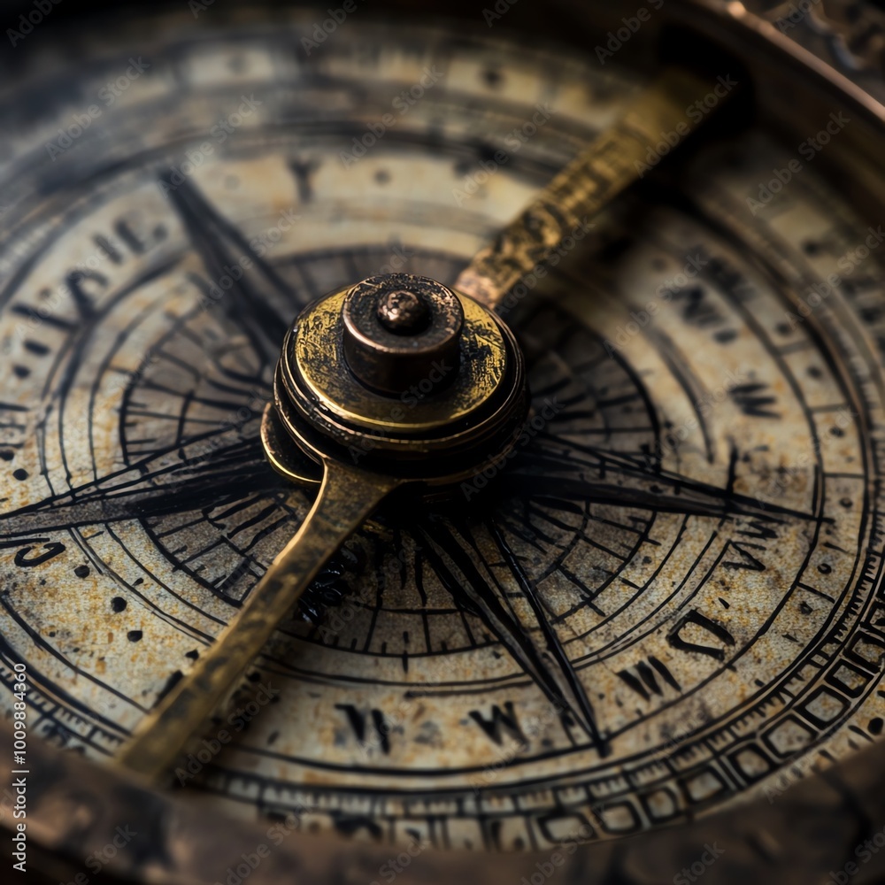 Antique compass close-up, detailed view. Antique compass close-up, detailed view.
