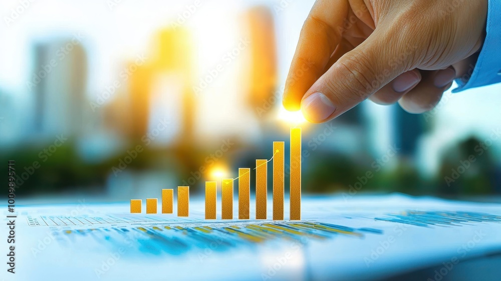 Financial Consultant Hand Flipping Over Graph Data Financial Consultant Hand Flipping Over Graph Data