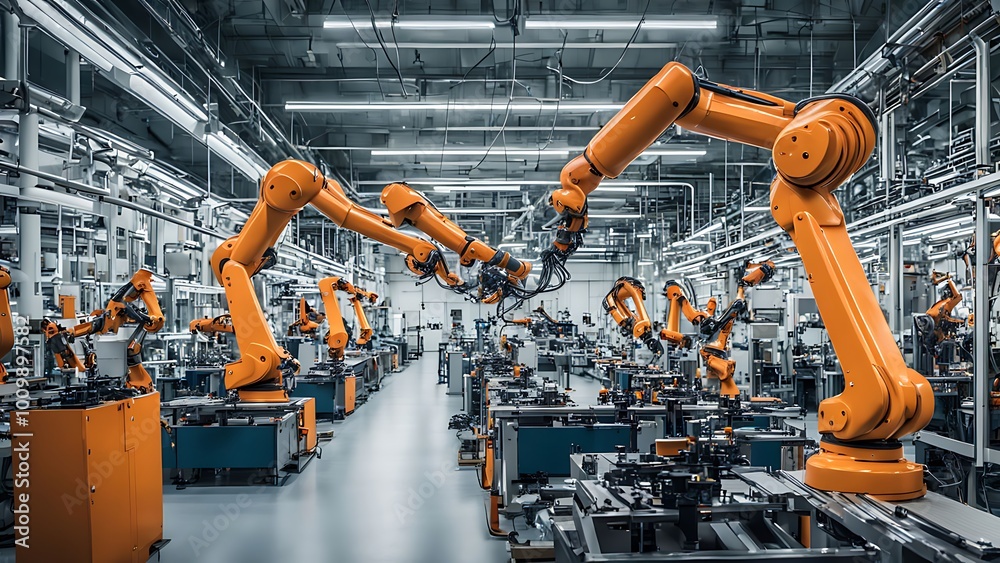 Industrial Robots Automate Manufacturing Process Industrial Robots Automate Manufacturing Process