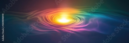 A rainbow aura surrounding a central light source, casting a soft glow outward photo