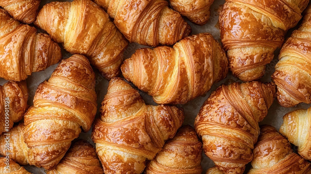 A stack of croissants on a table with a sheet of paper underneath A stack of croissants on a table with a sheet of paper underneath