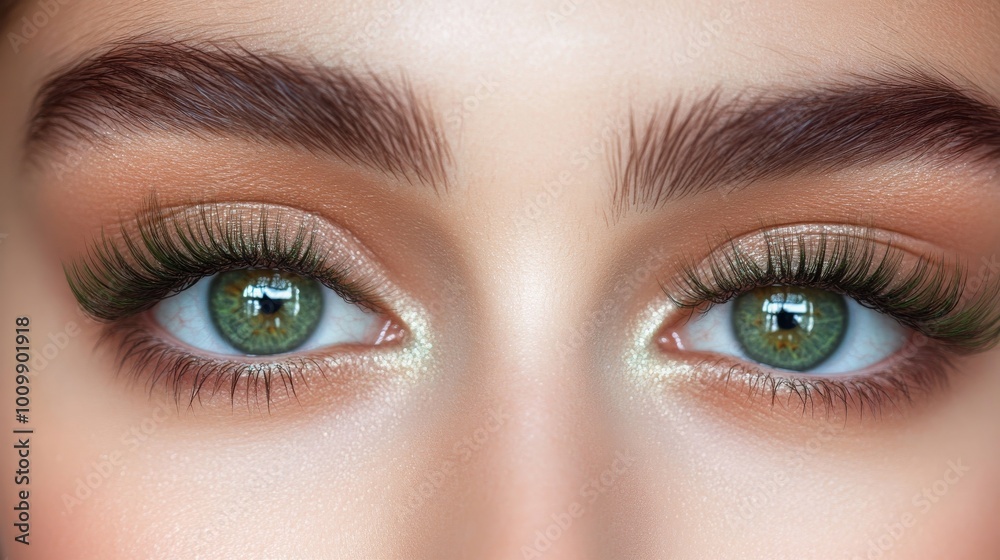 Makeup Beauty close-up portrait of young women with green eyes, skincare, cosmetics, perfect eyelashes. Makeup Beauty close-up portrait of young women with green eyes, skincare, cosmetics, perfect eyelashes.