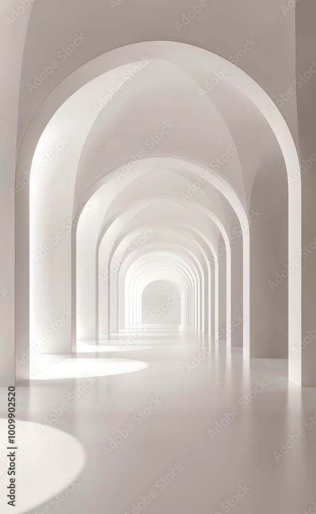 white tunnel with symmetrical arches, minimalist photography, simple background white tunnel with symmetrical arches, minimalist photography, simple background