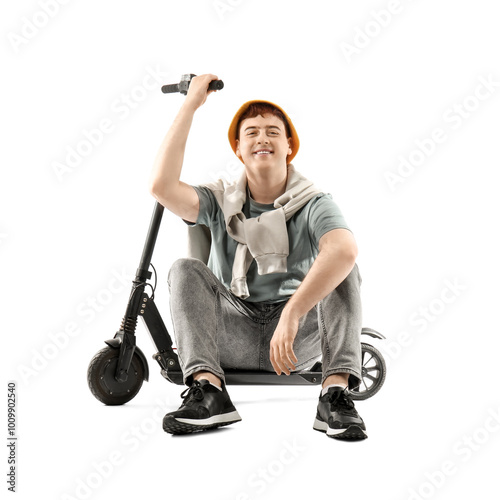 Happy young man with modern...