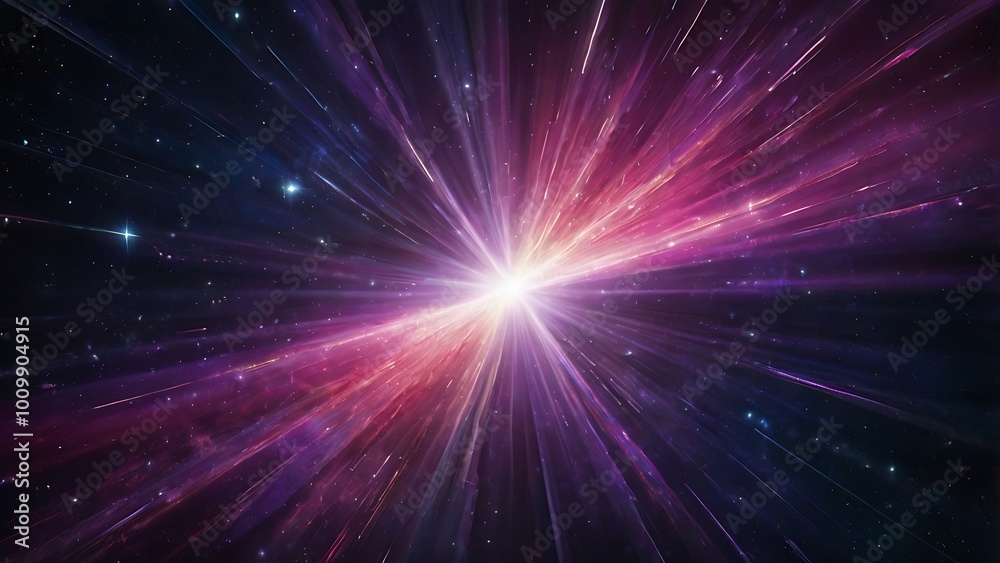 digital illustration featuring a radiant burst of light with vibrant pink and purple hues and glow effect at its center, set against a dark, starry background digital illustration featuring a radiant burst of light with vibrant pink and purple hues and glow effect at its center, set against a dark, starry background