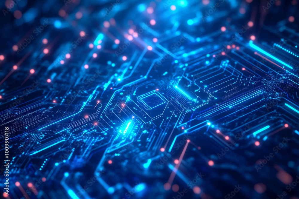 A stunning blue backdrop featuring a network of neon circuit boards and flowing abstract data streams. The bright, interconnected elements symbolize the power of technology and the digital future. A stunning blue backdrop featuring a network of neon circuit boards and flowing abstract data streams. The bright, interconnected elements symbolize the power of technology and the digital future.