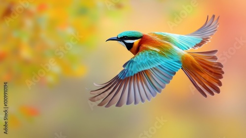 Colorful Bird in Flight