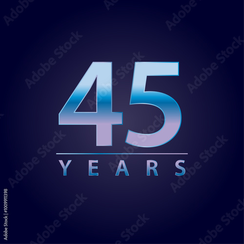 45 years blue and pink gradient for celebration, events, anniversary