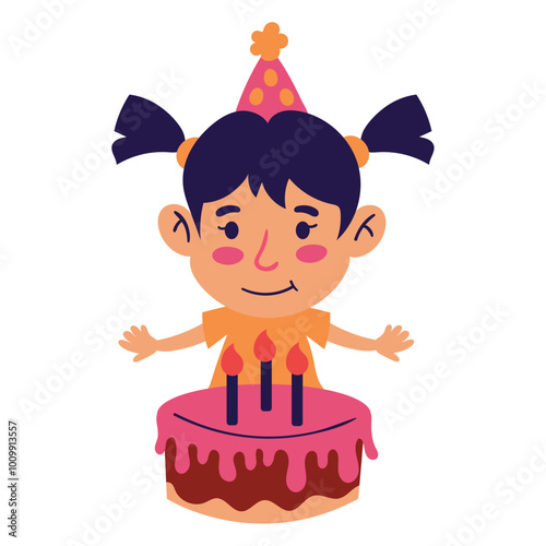 happy girl having fun celebrating birthday party