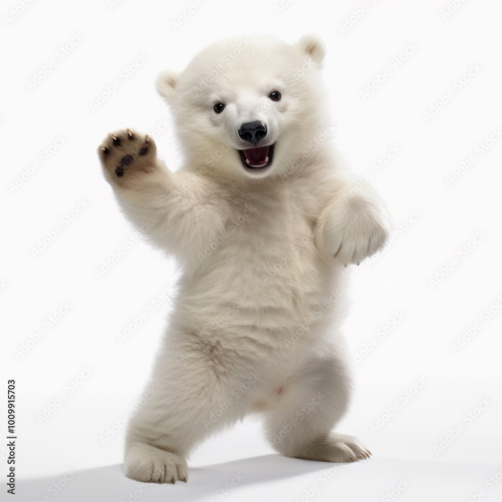 Obraz premium Happy smiling dancingbaby polar bear mammal animal white.