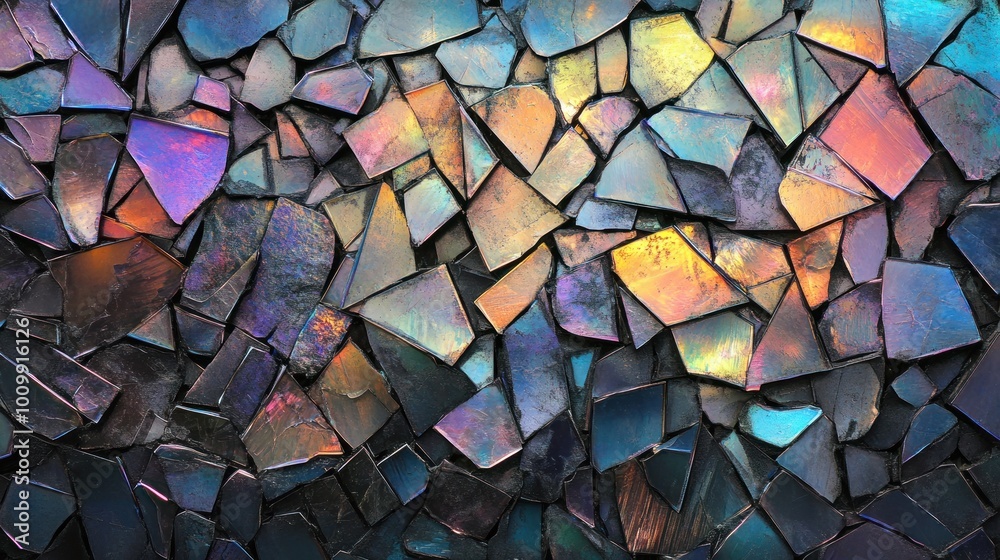 Iridescent Mosaic of Broken Glass Iridescent Mosaic of Broken Glass