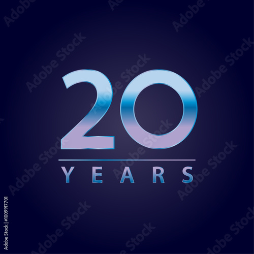 20 years blue and pink gradient for celebration, events, anniversary