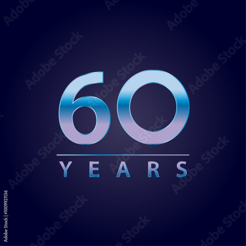 60 years blue and pink gradient for celebration, events, anniversary