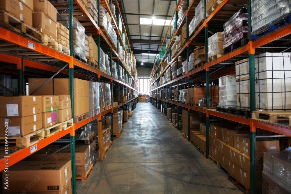 Warehouse architecture building aisle. Warehouse architecture building aisle.
