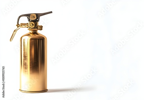 a gold fire extinguisher on a white background