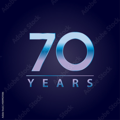 70 years blue and pink gradient for celebration, events, anniversary
