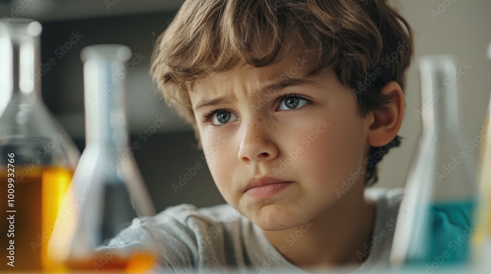 Young Boy Engaged in Scientific Exploration Young Boy Engaged in Scientific Exploration