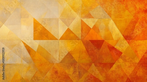 Orange mustard amber hot fire gold yellow lemon Tones Geometric Triangles Grainy grunge Texture. background with Subtle Gradients and Muted Colors 