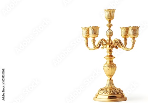 a gold candelabra with three candles