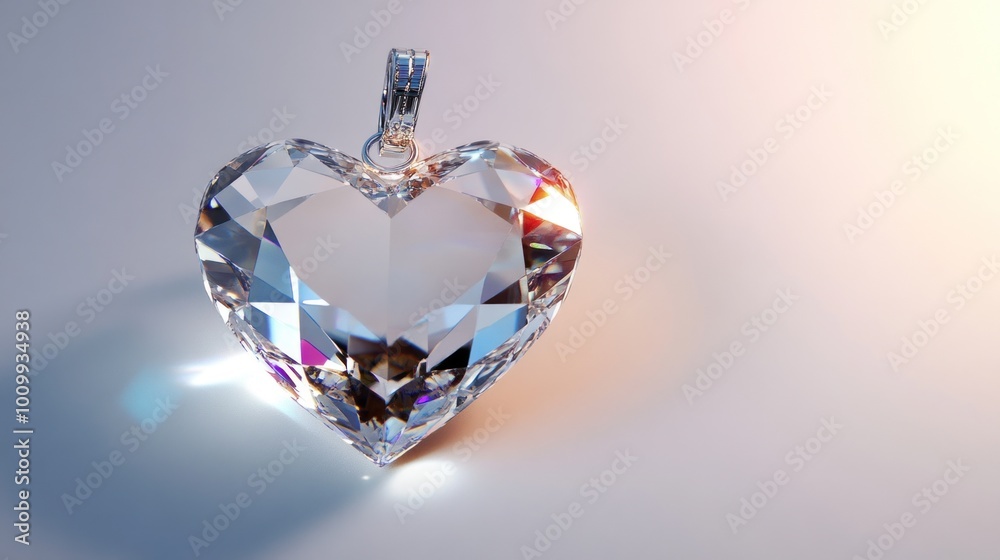 Fototapeta premium Sparkling Heart Shaped Diamond Pendant