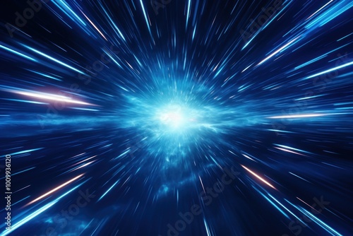Blue neon hyper warp space light backgrounds abstract.