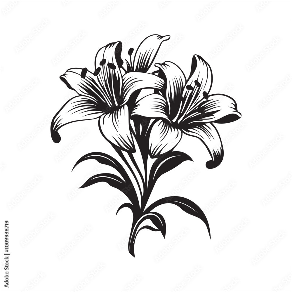 Obraz premium lily of the valley, flower, floral, nature, vector, illustration, leaf, pattern, flowers, plant, design, decoration, spring, art, ornament, summer, blossom, bouquet, element, flora, card, beauty, wall