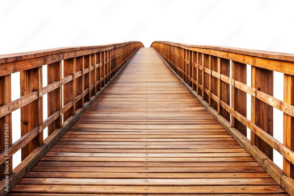 Wooden Bridge with Railings in Rustic Style
