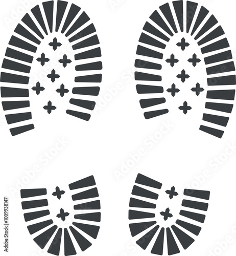 Shoe stamp. Black human feet print icon