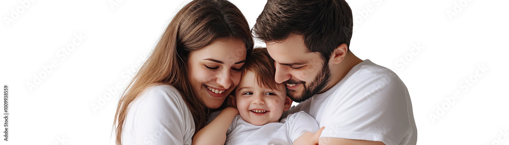 3 Item Collection. Happy Family Huddled Together in White Tees. Isolated on a Transparent Background. Cutout PNG. 3 Item Collection. Happy Family Huddled Together in White Tees. Isolated on a Transparent Background. Cutout PNG.