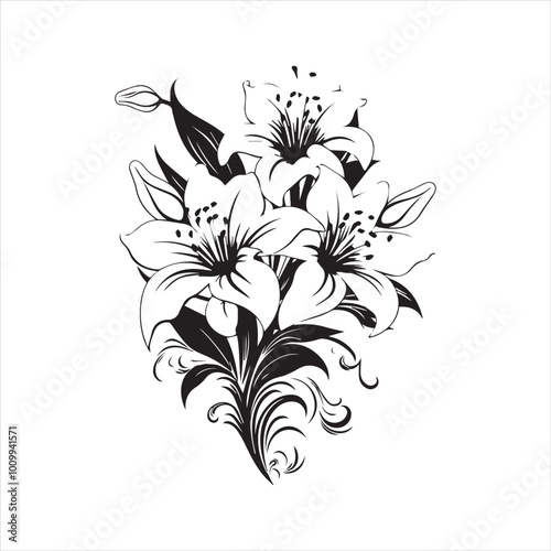 lily of the valley, flower, floral, nature, vector, illustration, leaf, pattern, flowers, plant, design, decoration, spring, art, ornament, summer, blossom, bouquet, element, flora, card, beauty, wall