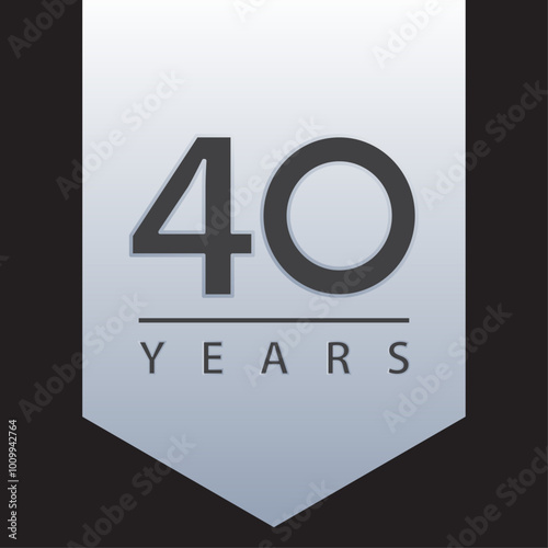 40 years tag blue and silver gradient for celebration, events, anniversary