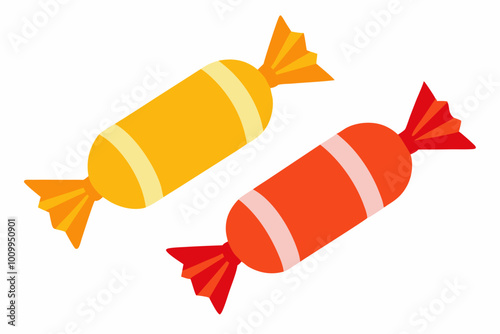 Halloween Candy wrappers vector. A bunch of candy with a variety of colors and shapes. The candy is in different colors and shapes.