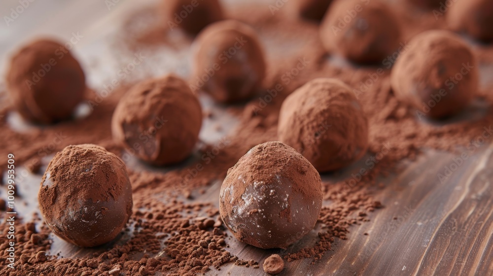 Delectable Chocolate Truffles Dusted in Cocoa Powder Gourmet Confectionery Delight Delectable Chocolate Truffles Dusted in Cocoa Powder Gourmet Confectionery Delight